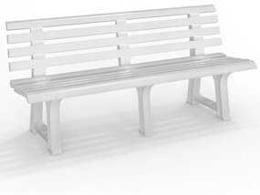 Záhradná lavica MUSKA — plast, biela, nosnosť 240 kg