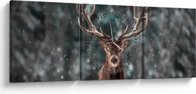 Obraz - Majestátnosť jeleňa (s hodinami) (90x30 cm)