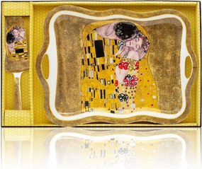 HOME ELEMENTS Tortový tanier s náčiním 35 cm, Klimt, Bozk zlatý