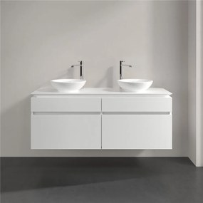 VILLEROY &amp; BOCH Legato závesná skrinka pod dve umývadlá na dosku, 4 zásuvky, 1400 x 500 x 550 mm, White Matt, B59200MS