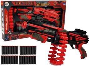 LEAN Toys Veľká pištoľová puška s penovými nábojmi 40 kusov Červeno-čierne mieridlá