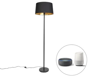 Inteligentná stojaca lampa čierna s čiernym tienidlom 45 cm vrátane Wifi A60 - Simplo