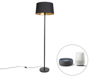 Inteligentná stojaca lampa čierna s čiernym tienidlom 45 cm vrátane Wifi A60 - Simplo