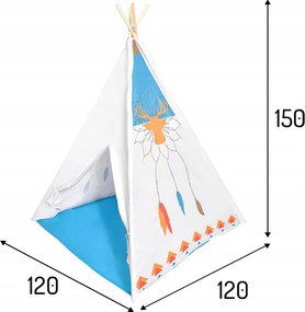 Detský stan TIPI/WIGWAM ECOTOYS 120×120×150 cm – pre deti 3+, drevená konštrukcia