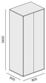 PLAN Kancelárska šatníková skriňa LAYERS, šatníková tyč, 800 x 600 x 1905 mm, biela