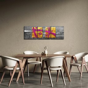 Obraz farebných štvorcov na čiernom pozadí (s hodinami) (90x30 cm)