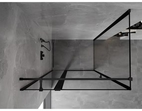 Mexen Mist T, sprchový kút s krídlovými dverami, ľavý, 80 x 90 cm, 8mm číre sklo, čierny profil, 8A4T-090-080-70-70-L