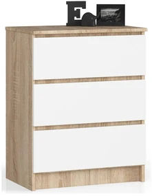 Komoda Kuba 60 cm - 3 zásuvky dub sonoma/biela