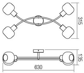 Redo 04-486 - Bodové svietidlo AMBER 4xE14/28W/230V