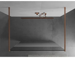 Mexen Kioto, sprchová zástena Walk-In 130 x 200 cm, 8mm číre sklo-námraza, medený matný profil, 800-130-002-65-35