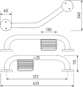 Nimco Madlo lomené s mydelničkou 433x25 mm - BM 7035LZ-18