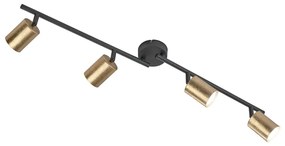 Stropné svietidlo v čiernej a zlatej farbe s kovovým tienidlom ø 8 cm Vano – Fischer &amp; Honsel