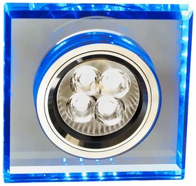 CLX Stropné LED podhľadové osvetlenie FALL, 1xGU10 50W + LED 3W, 9x9cm, hranaté, modré