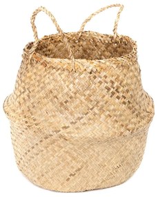 Svetlý úložný košík z morskej trávy Compactor, ⌀ 36 cm