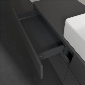 VILLEROY &amp; BOCH Collaro závesná skrinka pod umývadlo na dosku (umývadlo v strede), 4 zásuvky, s LED osvetlením, 1600 x 500 x 548 mm, Glossy Grey, C049B0FP