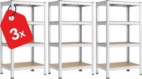 Akcia 3x Regál 180x90x30 cm pozinkovaný 4-policový, nosnosť 700 kg