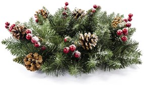 TRENDIE Vianočný veniec PREMIUM zasnežený so šiškou a jarabinou 40 cm