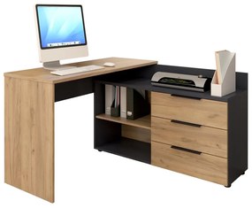 Rohový PC stolík Klodekas 9 (grafit + dub artisan) . Vlastná spoľahlivá doprava až k Vám domov. 1116370