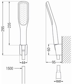Mexen príslušenstvo - 1-bodový ručný sprchový set R-49, biela/zlatá, 785495052-25