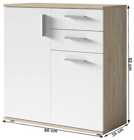 Komoda, dub sonoma/biela, METRIS TYP 3