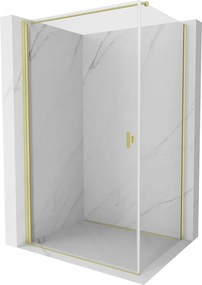 Mexen Mist-B, 1-krídlový výklopný sprchový kút 90 x 85 cm, číre sklo, zlatý matný profil, 8A2T-090-085-55-00