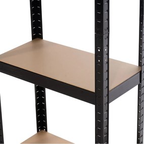 Kovový regál BestBerg BBMS-10B / 90 x 180 x 40 cm / 5 políc / čierna / hnedá