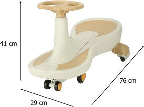 KIK Gravitačná jazda Swing Fix S4, 76 cm, béžová, LED kolesá a hudba