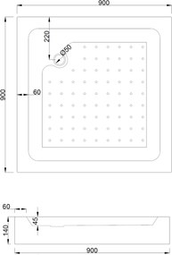 Mexen Rio štvorcový sprchovací kút 90 x 90 cm, transparentný, čierny + sprchová vanička, biela - 860-090-090-70-00-4510