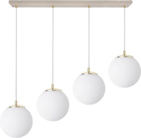 Závesné svietidlo Florence, 4x biele sklenené tienidlo, g/be