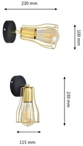 Nástenné bodové svietidlo TUBE 1xE27/15W/230V zlatá/čierna