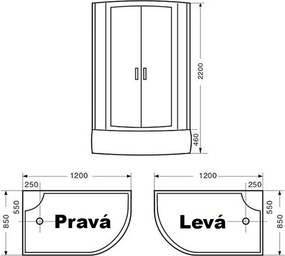 BPS-koupelny Hydromasážny box HYD-Victor 120 P, 120x85 pravý bez sauny