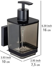 Čierny samodržiaci plastový dávkovač mydla 340 ml Quadro – Wenko