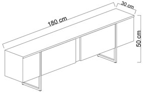 TV stolík v dekore orecha v prírodnej farbe 180x30 cm Luxe – Kalune Design