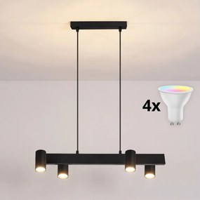 BRILAGI - LED RGBW stmievateľný luster na lanku SELE 4xGU10/6,5W/230V čierny