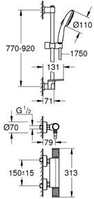 GROHE 34853001-Termostatická sprchová batéria PRECISION FEEL + súprava 90 cm chróm
