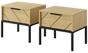 Set 2 ks. nočných stolíkov Versaccio D (dub scandi + čierna). Akcia -19%. Vlastná spoľahlivá doprava až k Vám domov. 1071405