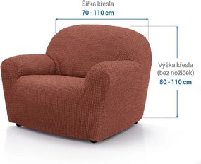 Super strečové poťahy RUBINIA tehlová kreslo (š. 70 - 110 cm)