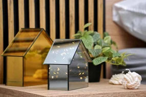 LED sklenený domček ELITE, sivý - viac veľkostí Veľkosť: S