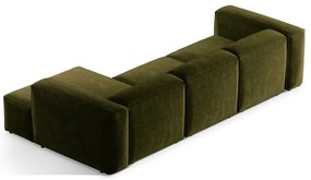 Zelená menčestrová rohová pohovka (pravý roh/s leňoškou) Bergamo – Cosmopolitan Design