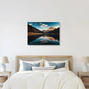 Sklenený obraz - Alpy, Taliansko, Dolomity, Lago Antorno (70x50 cm)