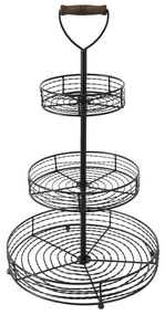 Čierny kovový 3-poschodový etažér Ricard - Ø 34*59 cm