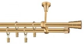 Dekorstudio Stropná dvojradová garniža BASIC zlatá 19mm Dĺžka: 300cm, Typ príslušenstva: Krúžky tiché so štipcami