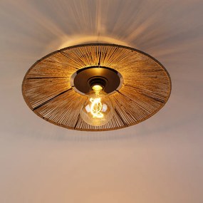 Rustikálne stropné svietidlo čierne s lanom - Sacha