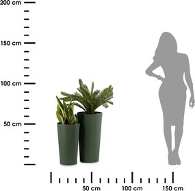 PLASTOVÝ KVETINÁČ URBANIKA ECO SADA 2KS 57X30 CM+46,6X25,5 CM ZELENÁ