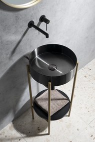 Sapho Sapho, AURUM nerezové umývadlo, priemer 38cm, vrátane výpuste, gun metal, AU101