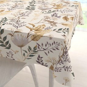 Biante Bavlnený štvorcový obrus Sandra SA-544 Jesenné vetvičky na krémovom 130x130 cm