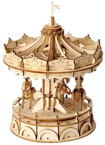 Robotime Drevené 3D puzzle Veselý kolotoč 178 ks