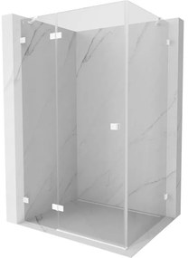 Mexen Lunar, výklopný sprchový kút ľavý 80 x 70 cm, 8mm číre sklo, biely profil, 834-080-070-20-00-L