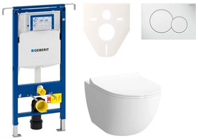 Cenovo zvýhodnený závesný WC set Geberit do ľahkých stien / predstenová montáž + WC VitrA VitrA Shift SIKOGES4N1