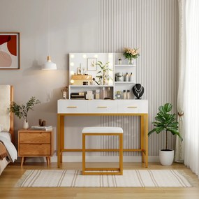 Toaletný stolík ELARA s LED osvetlením biely